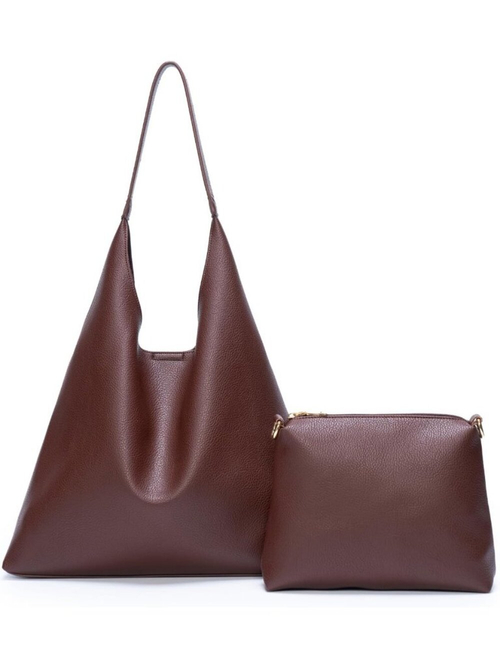 Soft Vegan Leather Hobo Bag Set for Women - 2 Pcs Large Slouchy Tote Bags